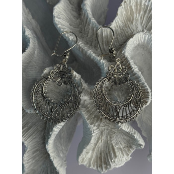 Vintage 925 Sterling Silver Designer Dgs Turkey Flower Filigree Length 2.30 Inch