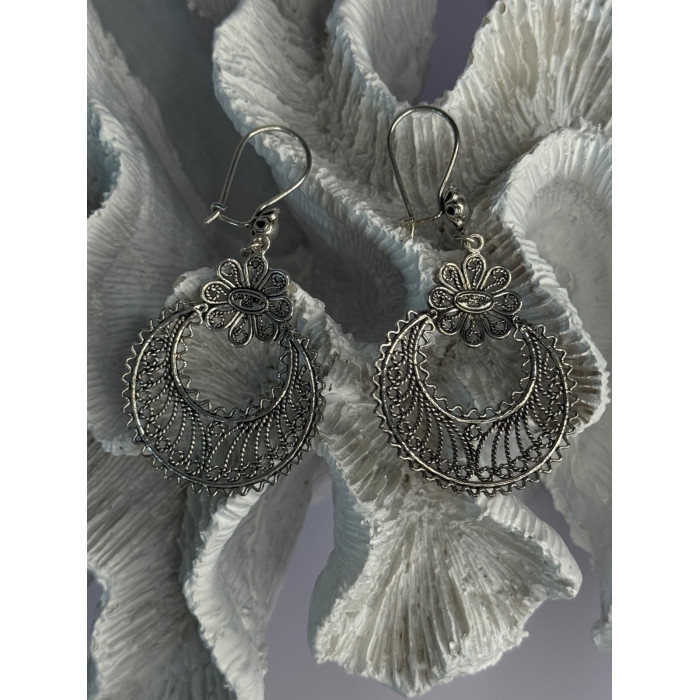 Vintage 925 Sterling Silver Designer Dgs Turkey Flower Filigree Length 2.30 Inch