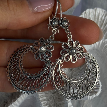 Vintage 925 Sterling Silver Designer Dgs Turkey Flower Filigree Length 2.30 Inch