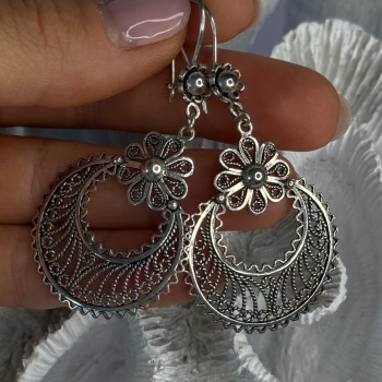 Vintage 925 Sterling Silver Designer Dgs Turkey Flower Filigree Length 2.30 Inch