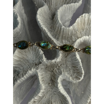 Vintage 925 Sterling Silver Abalone Bracelet Length 6.5