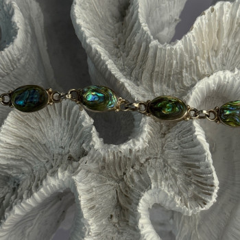 Vintage 925 Sterling Silver Abalone Bracelet Length 6.5