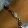 Vintage 925 Sterling Silver Abalone Bracelet Length 6.5