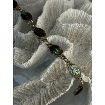 Vintage 925 Sterling Silver Abalone Bracelet Length 6.5
