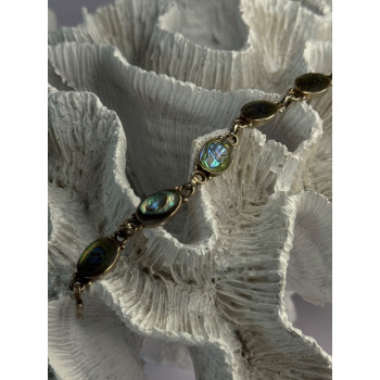 Vintage 925 Sterling Silver Abalone Bracelet Length 6.5