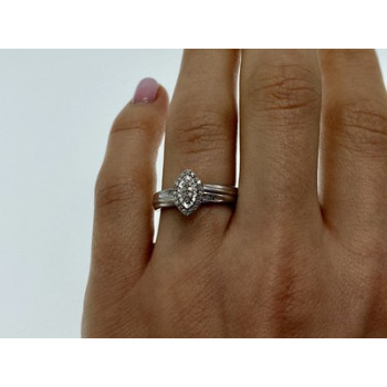 925 Sterling Silver White Sapphires Ring Size 7