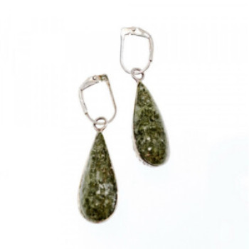 925 Sterling Silver Green Jasper Earrings