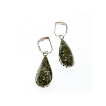 925 Sterling Silver Green Jasper Earrings
