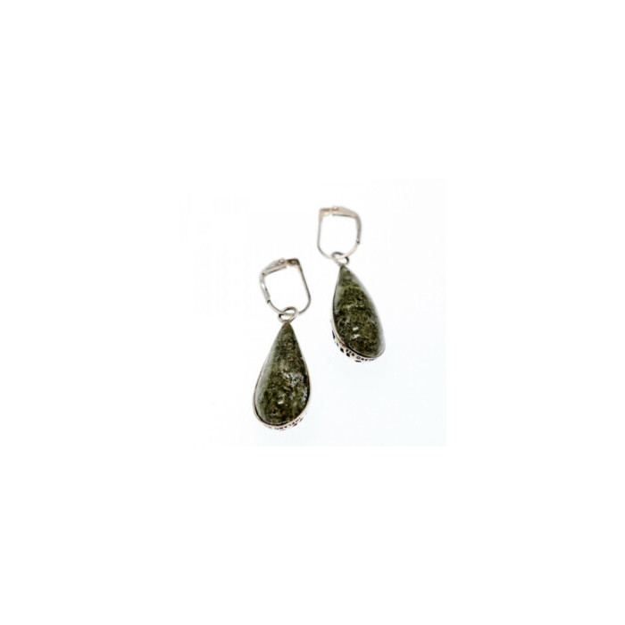 925 Sterling Silver Green Jasper Earrings