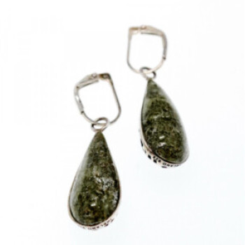 925 Sterling Silver Green Jasper Earrings