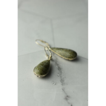 925 Sterling Silver Green Jasper Earrings