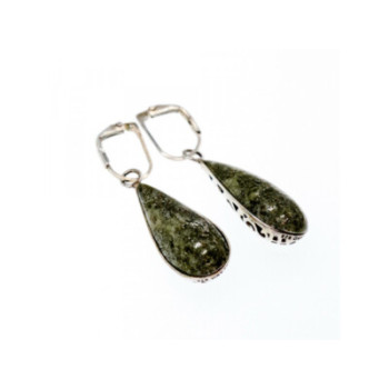 925 Sterling Silver Green Jasper Earrings