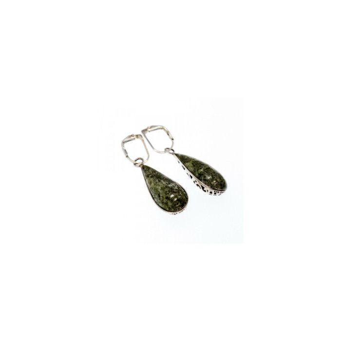 925 Sterling Silver Green Jasper Earrings
