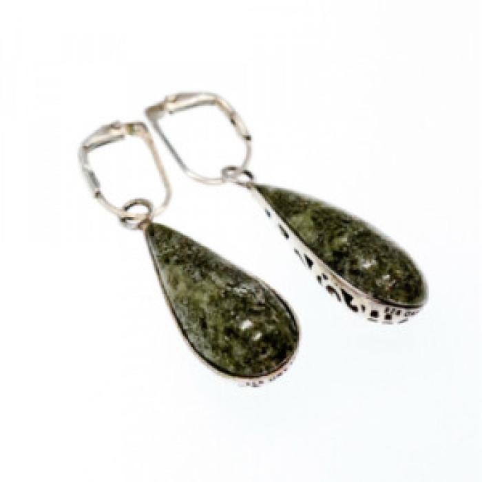 925 Sterling Silver Green Jasper Earrings
