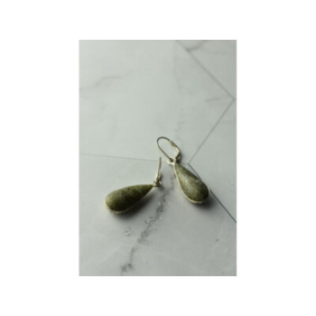 925 Sterling Silver Green Jasper Earrings