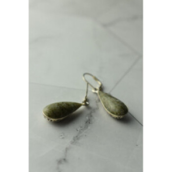 925 Sterling Silver Green Jasper Earrings