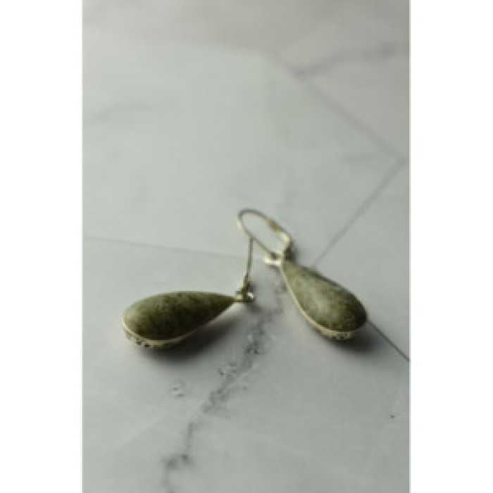 925 Sterling Silver Green Jasper Earrings