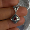 Vintage 925 Sterling Silver Garnet Pendant Length 1.10 Inch