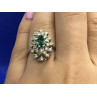 Beautifull Ring With Green & White CZ Size 6.5