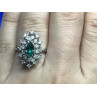 Beautifull Ring With Green & White CZ Size 6.5