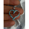 925 Sterling Silver Turquoise Heart Pendant Length 1.20 Inch