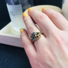 Gold Plated Ring With Dark Blue CZ Size 6.5