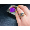 Gold Plated Ring With Dark Blue CZ Size 6.5