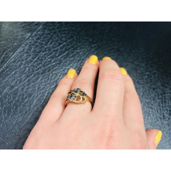 Gold Plated Ring With Dark Blue CZ Size 6.5