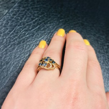 Gold Plated Ring With Dark Blue CZ Size 6.5