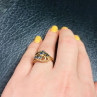Gold Plated Ring With Dark Blue CZ Size 6.5