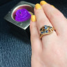 Gold Plated Ring With Dark Blue CZ Size 6.5