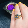 Gold Plated Ring With Dark Blue CZ Size 6.5