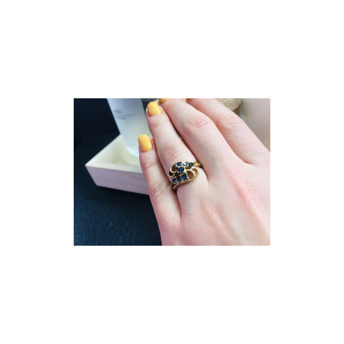 Gold Plated Ring With Dark Blue CZ Size 6.5