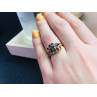 Gold Plated Ring With Dark Blue CZ Size 6.5