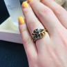 Gold Plated Ring With Dark Blue CZ Size 6.5