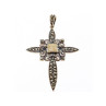 925 STERLING SILVER AGATE & MARCASITE CROSS PENDANT
