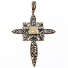 925 Sterling Silver Agate & Marcasite Cross Pendant