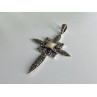 925 STERLING SILVER AGATE & MARCASITE CROSS PENDANT