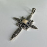 925 Sterling Silver Agate & Marcasite Cross Pendant