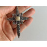 925 STERLING SILVER AGATE & MARCASITE CROSS PENDANT