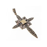 925 STERLING SILVER AGATE & MARCASITE CROSS PENDANT