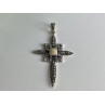 925 STERLING SILVER AGATE & MARCASITE CROSS PENDANT