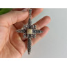 925 STERLING SILVER AGATE & MARCASITE CROSS PENDANT