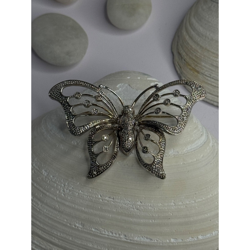 Elegant Design Germany 925 Sterling Silver Leaf Brooch Length 1.10 inch