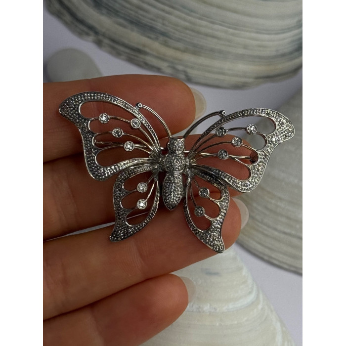 Elegant Design Germany 925 Sterling Silver Leaf Brooch Length 1.10 inch