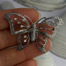 925 Sterling Silver Butterfly Beryl Brooch Length 1.30 Inch