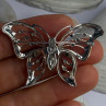 925 Sterling Silver Butterfly Beryl Brooch Length 1.30 Inch