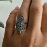 925 Sterling Silver Marcasites Ring Size 6.5