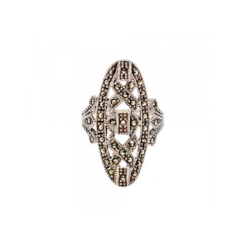 925 Sterling Silver Marcasites Ring Size 6.5