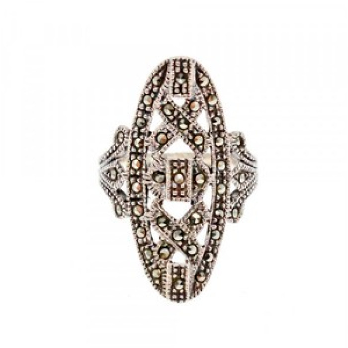 925 Sterling Silver Marcasites Ring Size 6.5